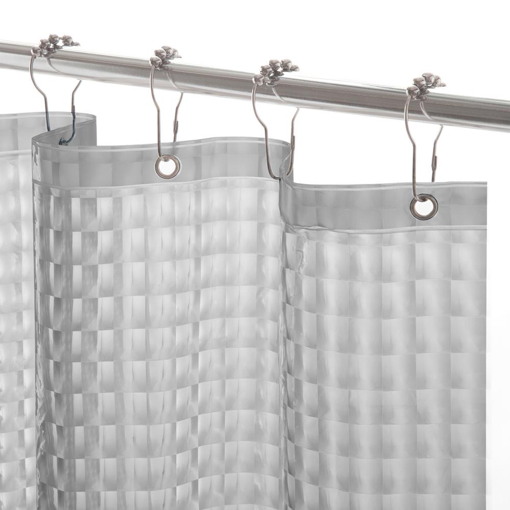 Kenney Peva 72 In Smoke Um Weight Embossed Shower Curtain Liner Smoke Um Weight Embossed Shower Curtain Liner Kn61150c The Home Depot