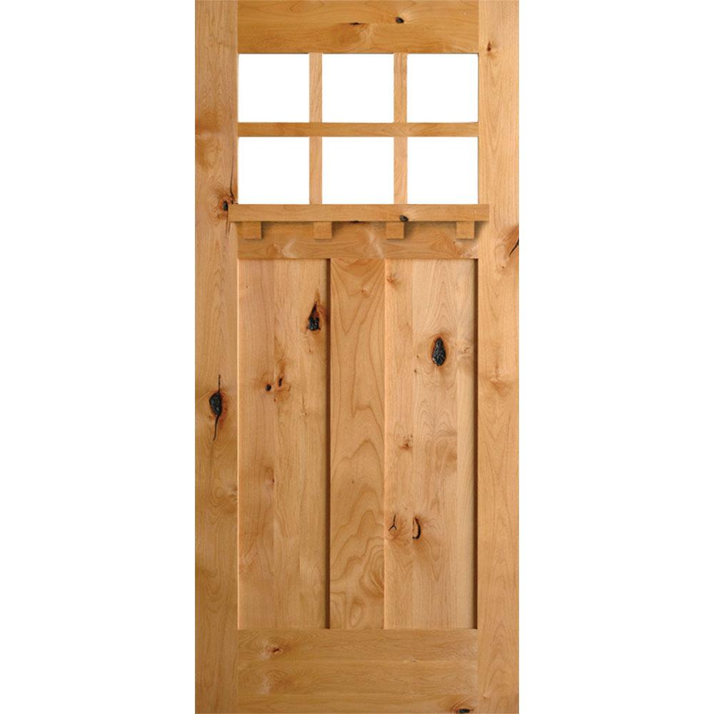 Krosswood Doors 36 in. x 96 in. Craftsman Knotty Alder 6Lite Clear