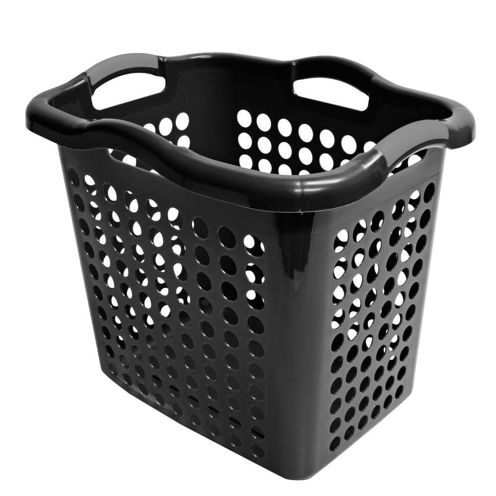 black linen basket
