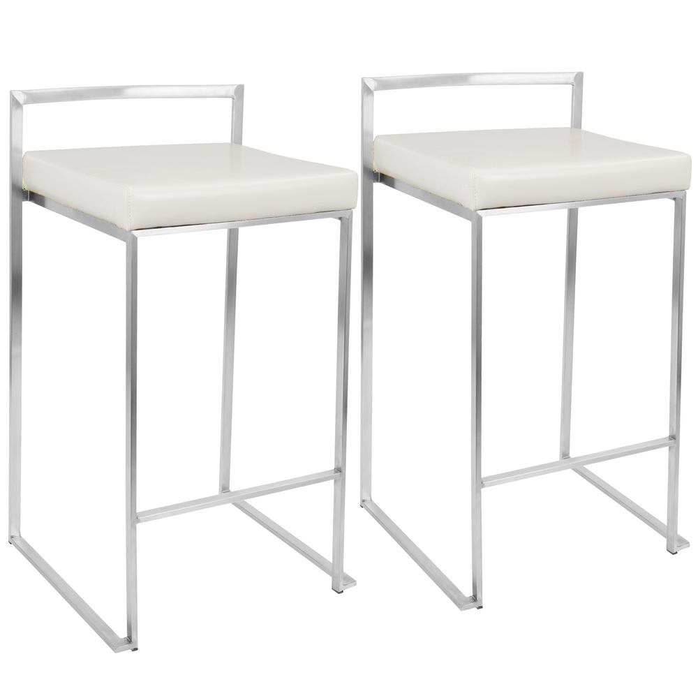Lumisource Fuji White Stackable Counter Stool Set Of 2 Cs Fuji