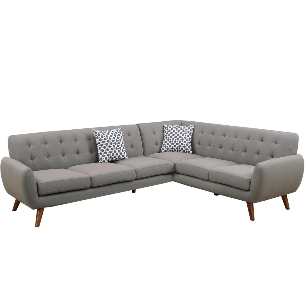 Venetian Worldwide 2 Piece Gray Polyfiber Linen Like Fabric Venetian Worldwide 2 Piece Gray Polyfiber Linen Like Fabric Contemporary Sectional Sofa