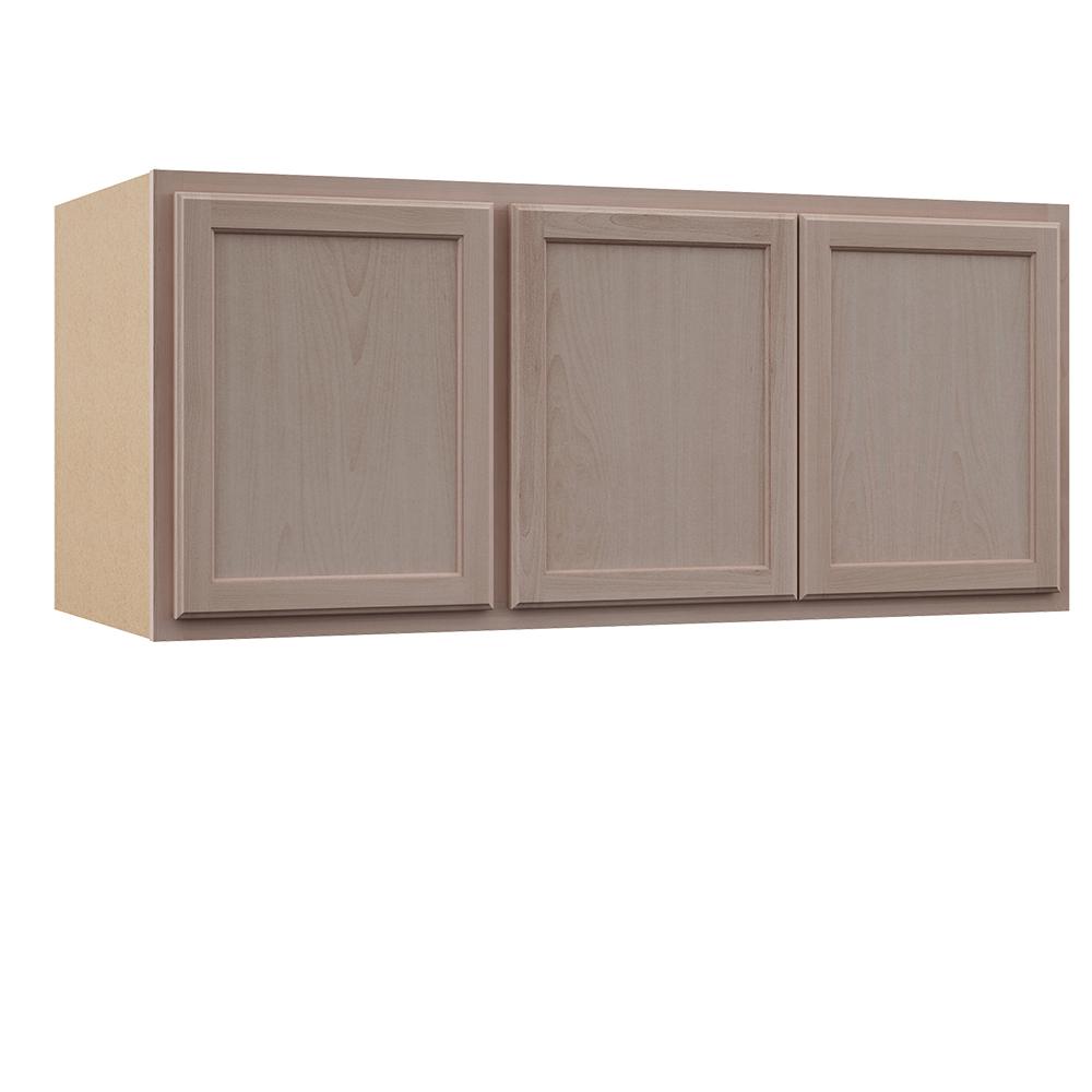 hampton bay hampton assembled 54x24x12 in. wall kitchen cabinet in  unfinished beech