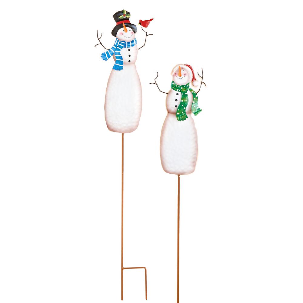 36 in. Metal Snowman Stick (Set of 2)-8836 - The Home Depot