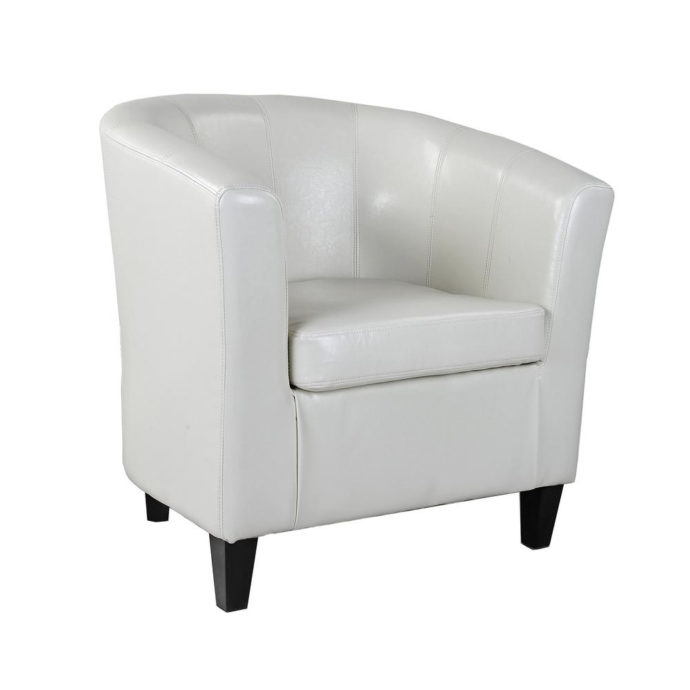 Corliving Antonio Cream White Bonded Leather Tub Chair Lad 715 C
