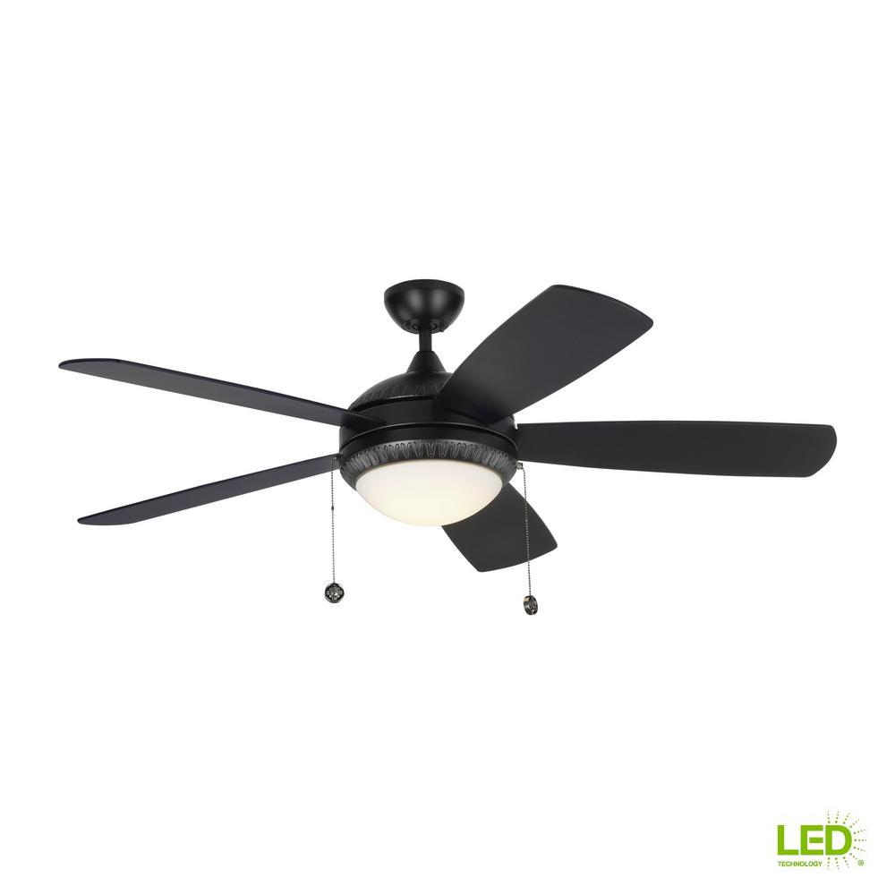 Monte Carlo Discus Ornate 52 In Led Indoor Matte Black Ceiling Fan