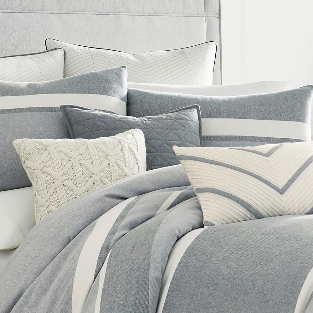 Nautica Clearview 3 Piece Gray Striped King Duvet Cover Set