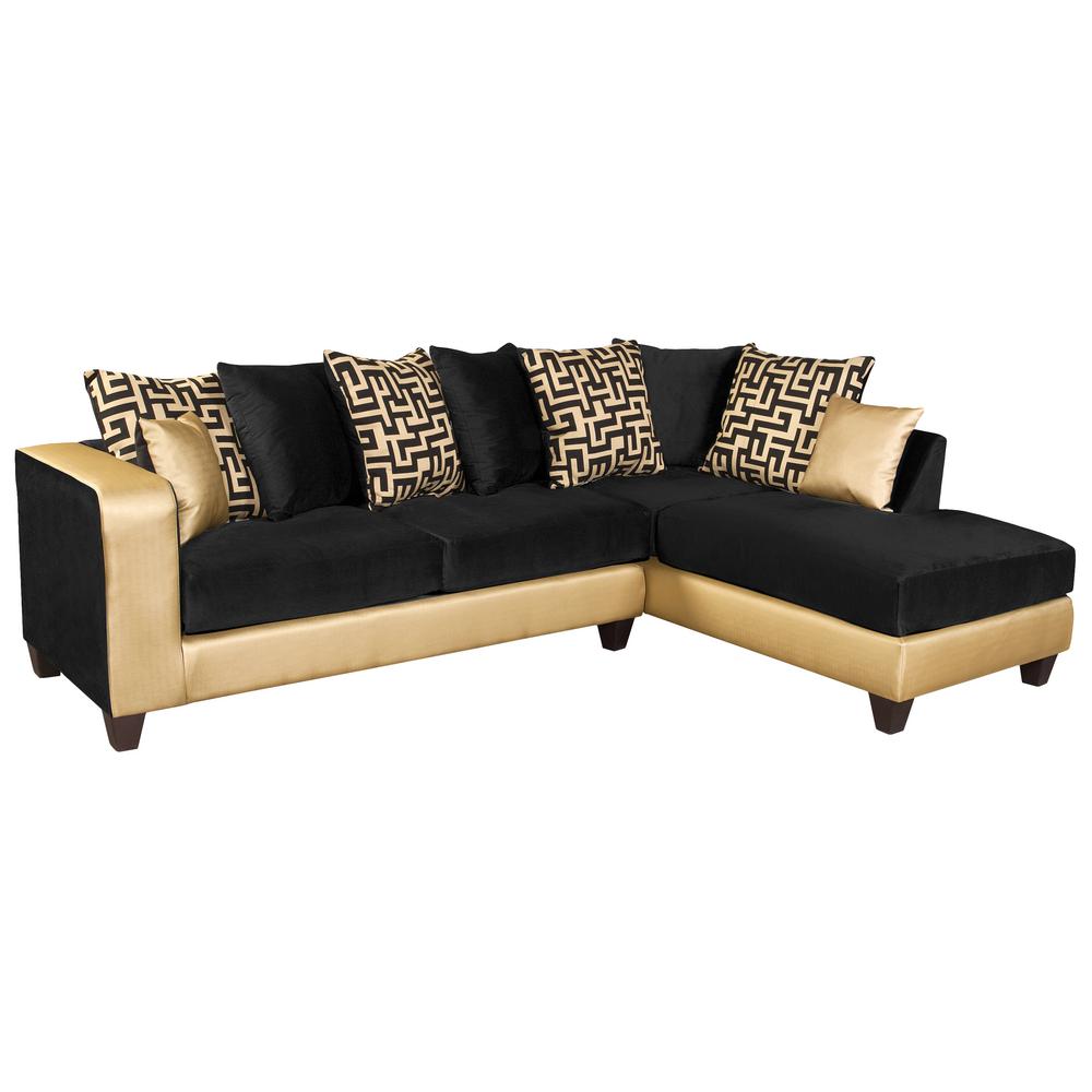 Riverstone Implosion Black Velvet Sectional