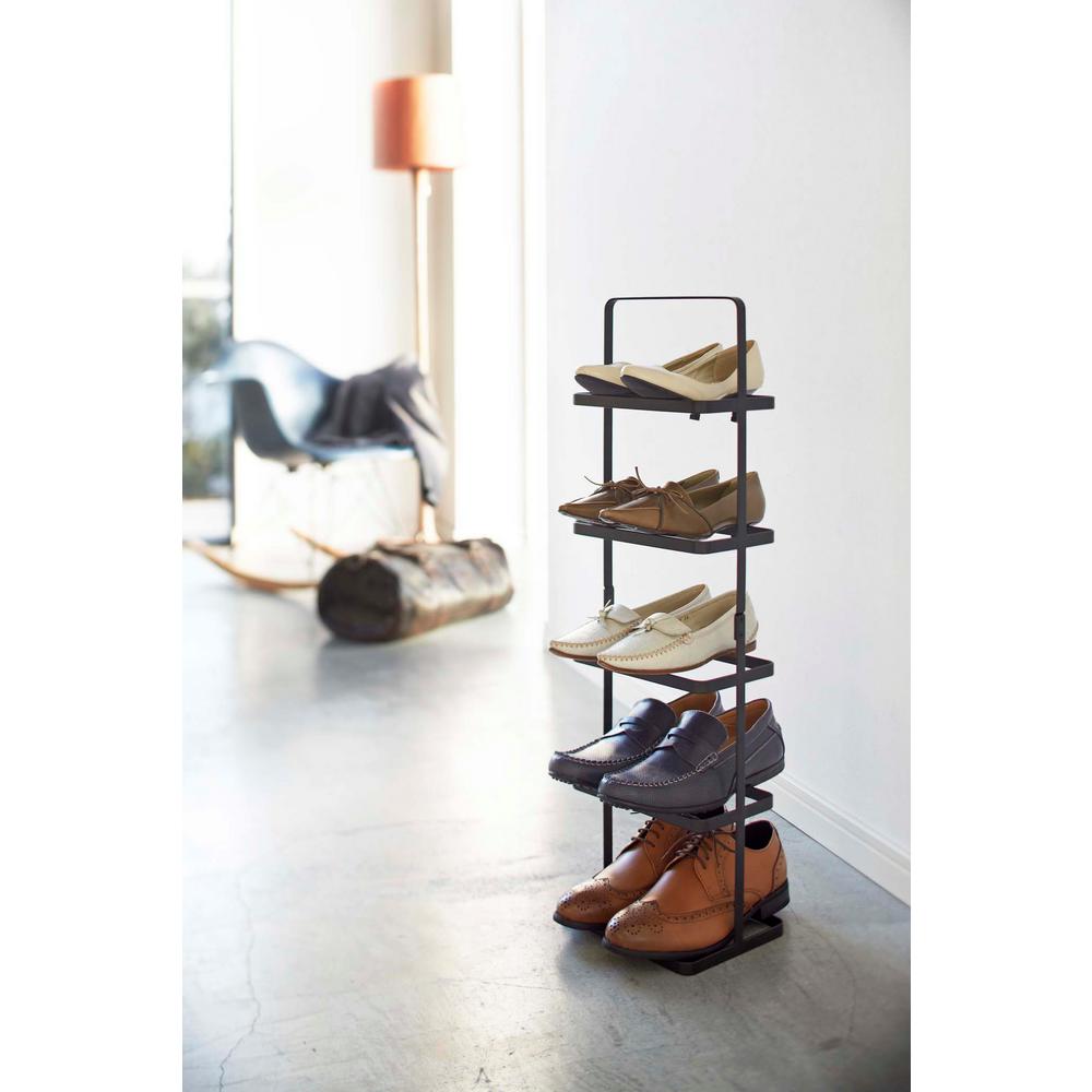 Yamazaki Home Tower 5 Pair Black Tall Steel Shoe Rack 2479 The Home Depot