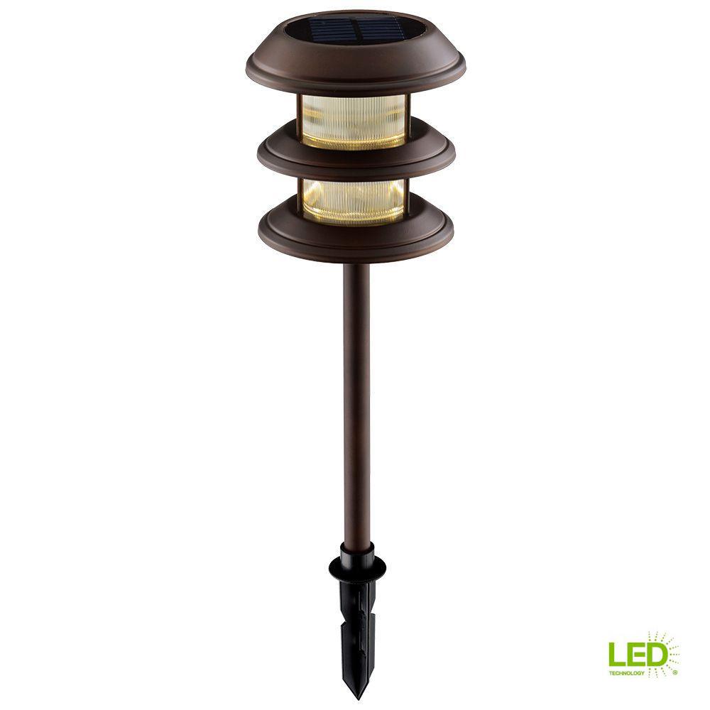 Hampton Bay Solar Mediterranean Bronze Outdoor Integrated Led 3 Tier Hampton Bay Solar Mediterranean Bronze Outdoor Integrated Led 3 Tier Landscape Path Light With Ribbed