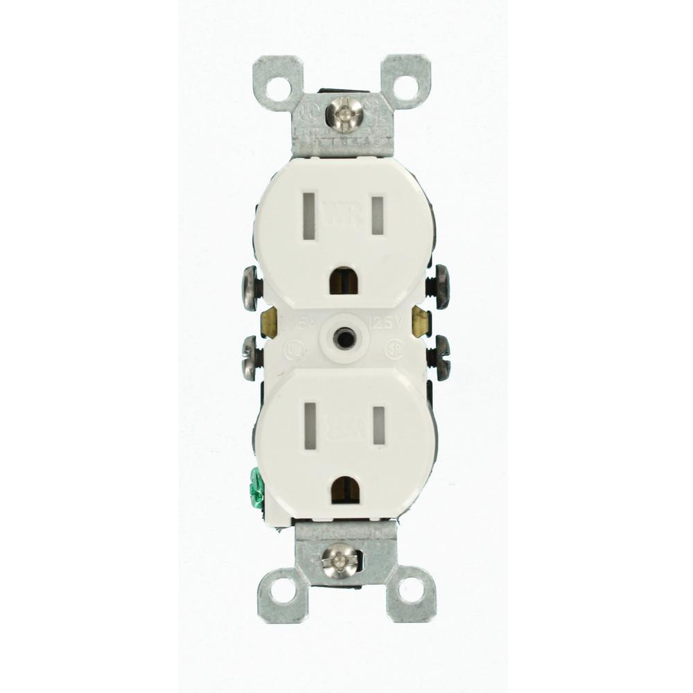 Leviton 15 Amp Weather and Tamper Resistant Duplex Outlet, White-R62-W5320-T0W - The Home Depot