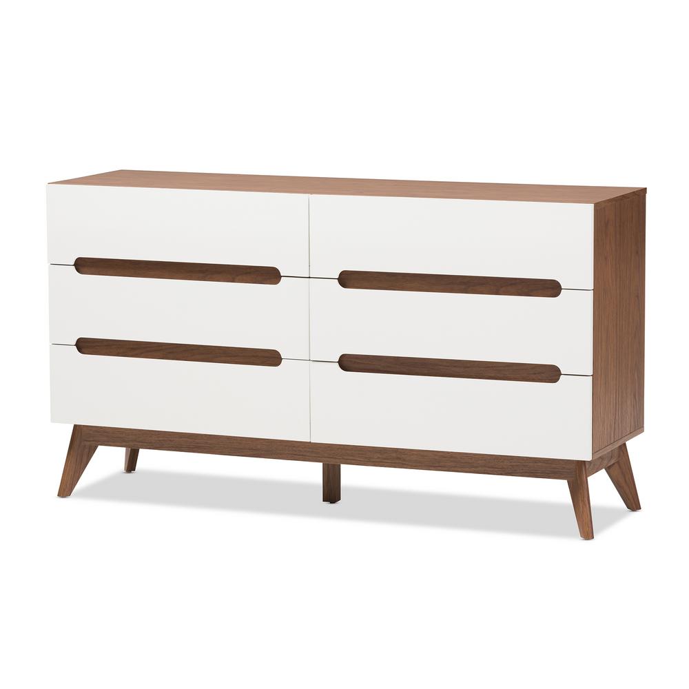 Baxton Studio Calypso 6 Drawer White And Brown Dresser Baxton Studio Calypso 6 Drawer White And Brown Dresser