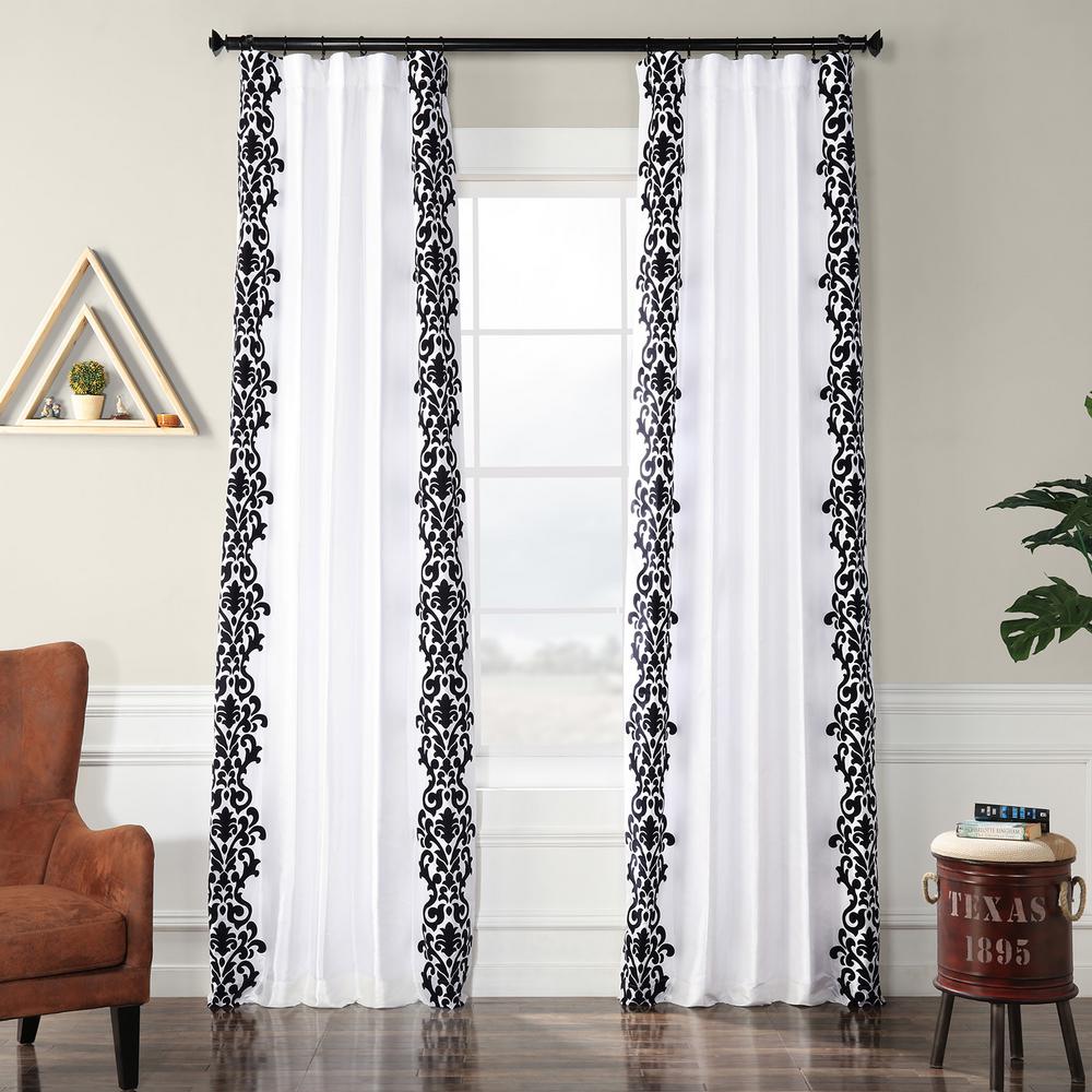 Exclusive Fabrics Furnishings Castle White And Black Flocked