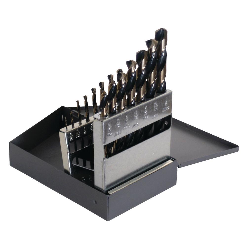 Cle-Line C18025 Heavy Duty Jobber Length Drill Pack of 6 Straight Shank 29//64 Drill Diameter Black and Gold Finish High Speed Steel 135-Degree Split Point