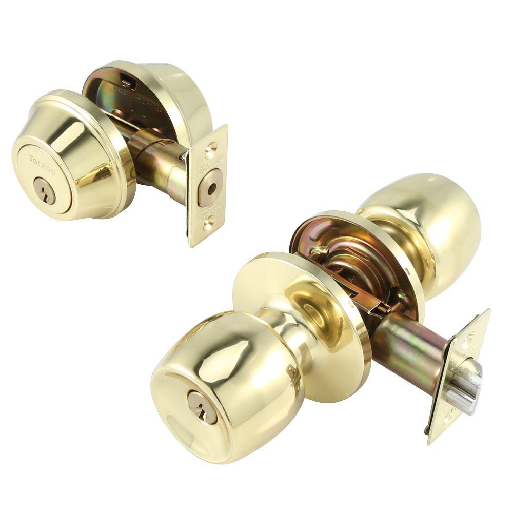 Toledo Fine Locks Double Cylinder Polish Brass Combo Deadbolt