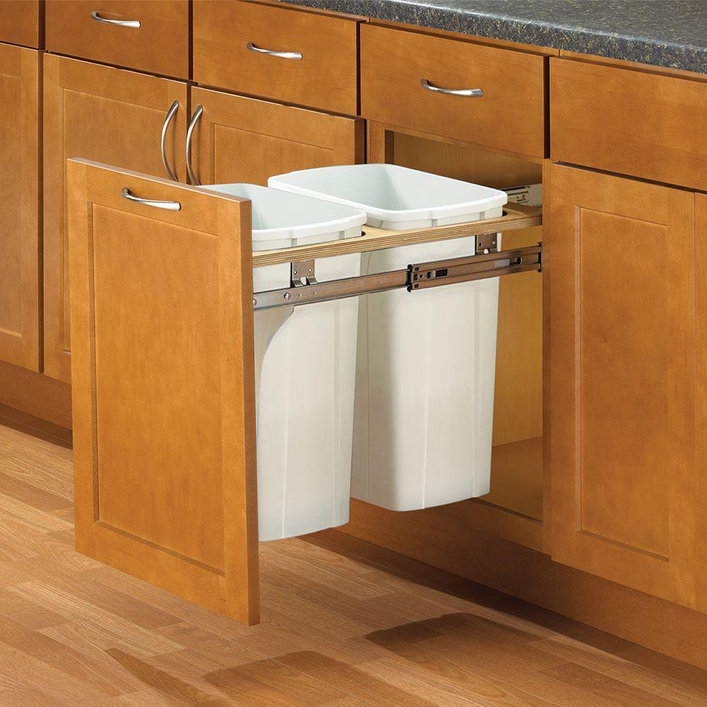 Knape Vogt 18 In H X 21 In W X 23in D Steel In Cabinet Top Mount   White Knape Vogt Pull Out Trash Cans Pdmtm21 2 35wh 64 300 