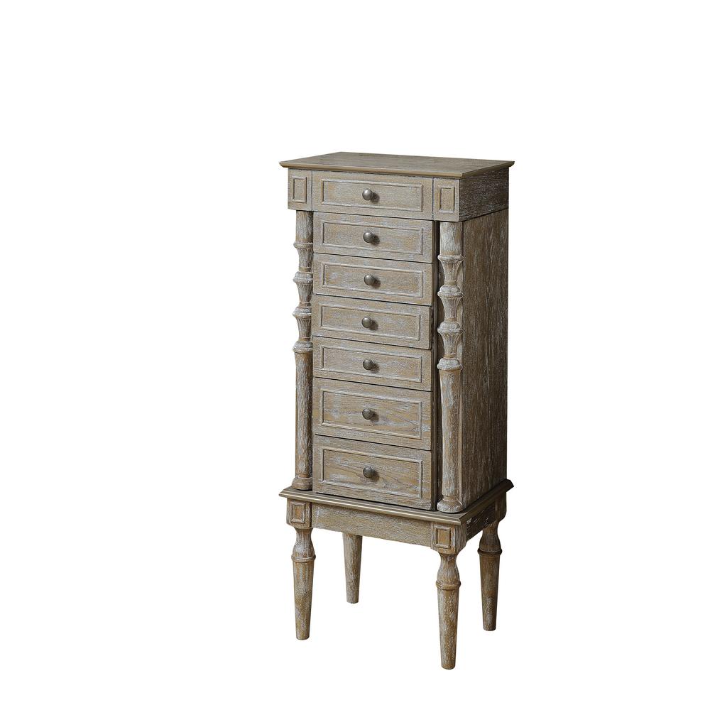 Acme Furniture Taline Weathered Oak Jewelry Armoire 97173 The