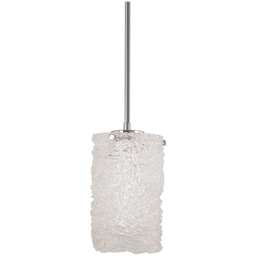 Home Decorators Collection 1 Light Chrome Pendant With Cylinder Forest Ice 75 Watt Chrome Integrated Led Pendant With Frosted Gl