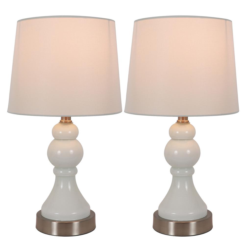 Decor Therapy Dr 17 25 In White Table Lamps With Usb Ports White Table Lamps With Usb Ports Lamp Shades Set Of 2