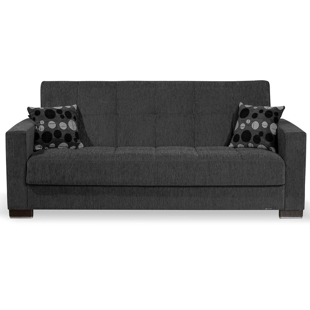 Ottomanson Armada Dark Gray Fabric Upholstery Sofa Sleeper Bed with Storage ARMSB19 The Home