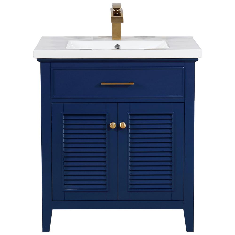 Design Element Cameron 30 In W X 185 In D Bath Vanity In Blue With Porcelain Vanity Top In White With White Basin S09 30 Blu The Home Depot