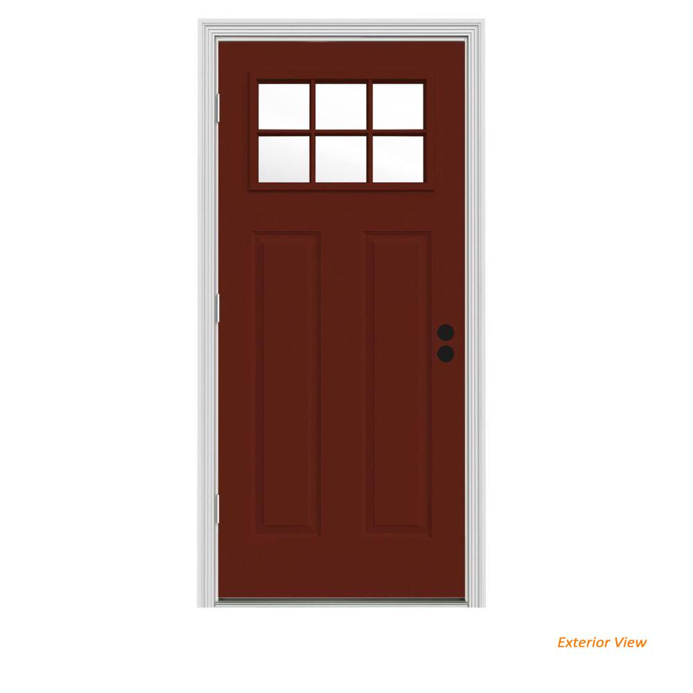 Jeld Wen 32 In X 80 Craftsman Mesa Red Painted Right Hand Craftsman Mesa Red Painted Right