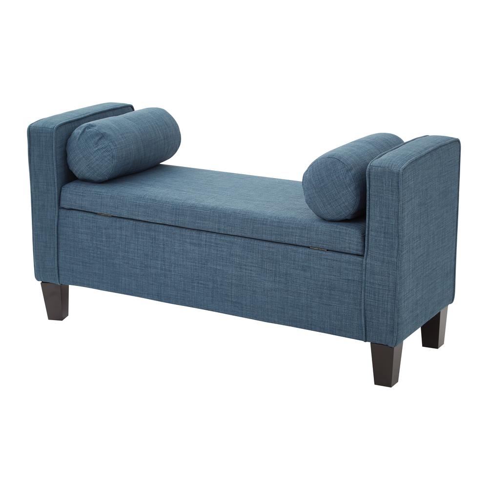 Osp Home Furnishings Cordoba Milford Indigo Fabric Storage Bench