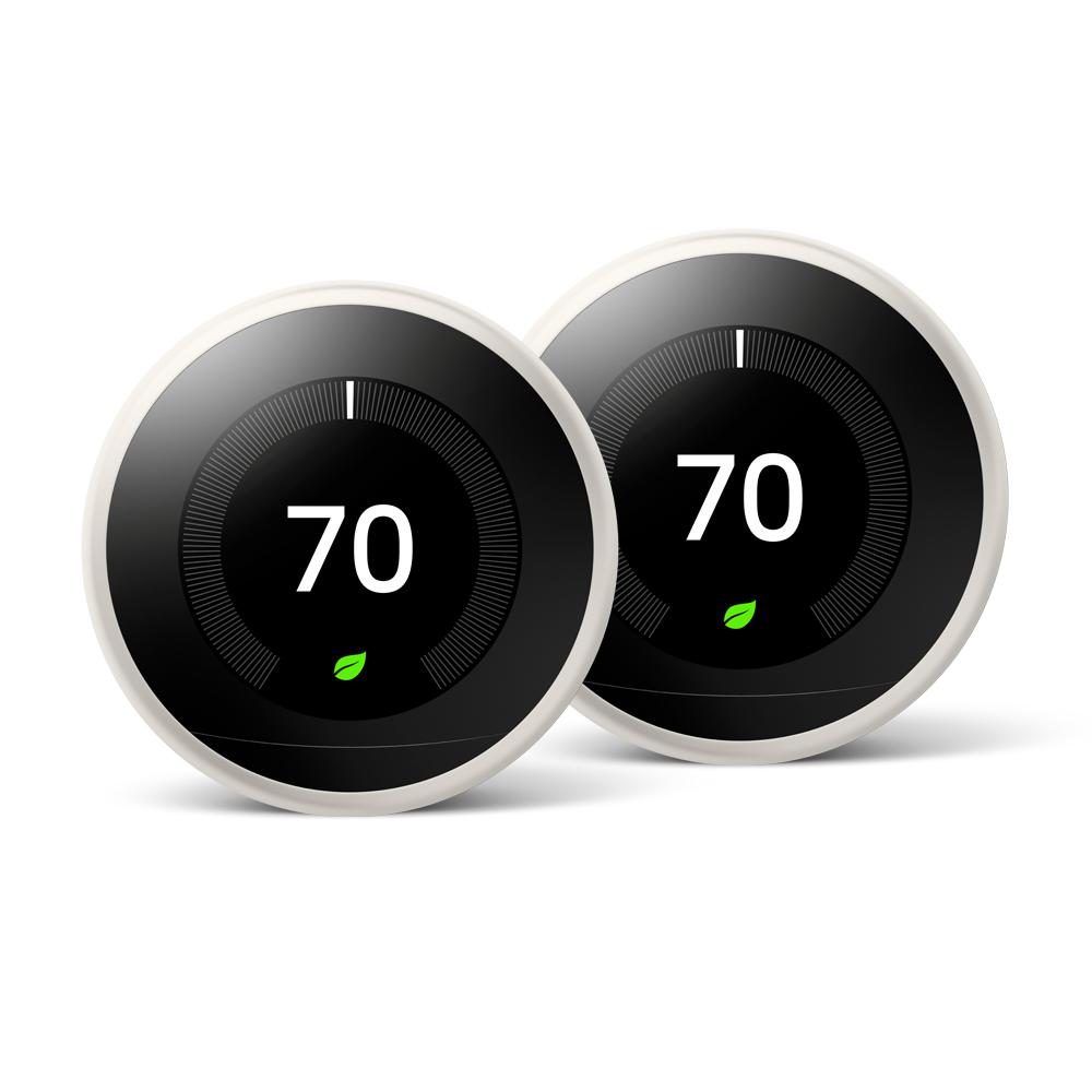Google Nest Learning Thermostat 3rd Gen In White 2 Pack Vbdwdwxx17 The Home Depot
