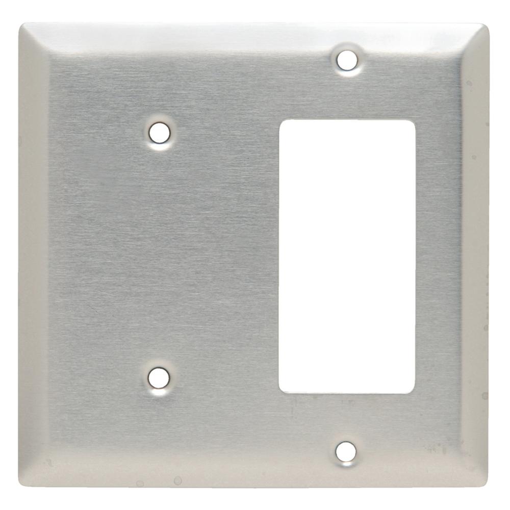 302 Series 2Gang Decorator/Blank Combination Wall Plate in Stainless