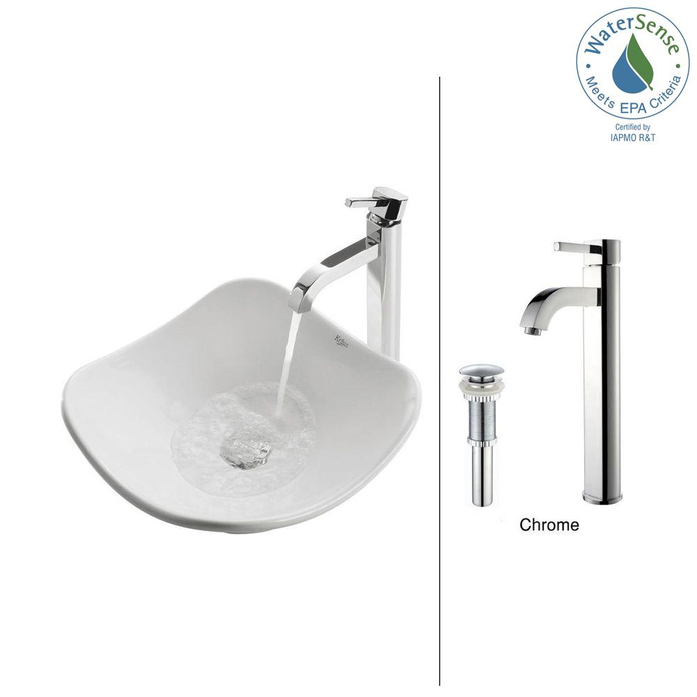 Novelty Specialty Vessel Sinks Bathroom The Home Depot Tulip Ceramic Vessel Sink In White With Ramus Faucet Chrome