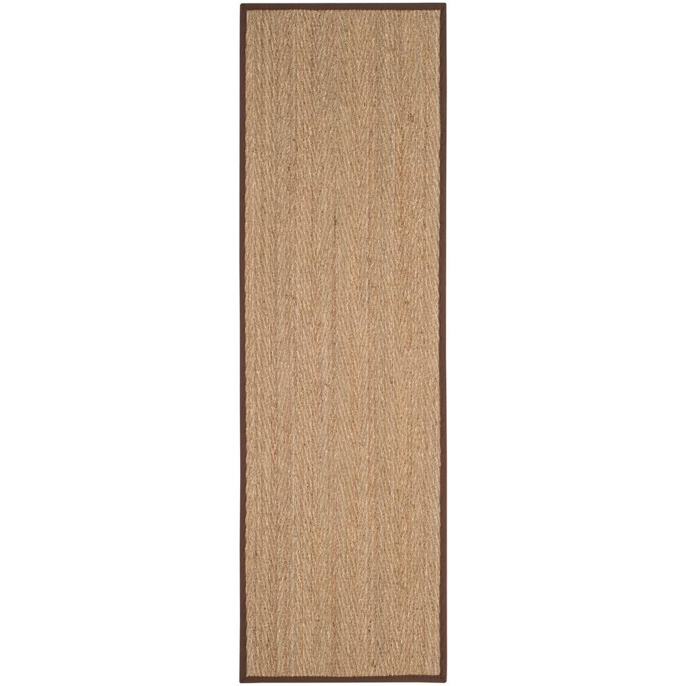 Natural Fiber Beige/Dark Brown 3 ft. x 8 ft. Runner RugNF115K28 The