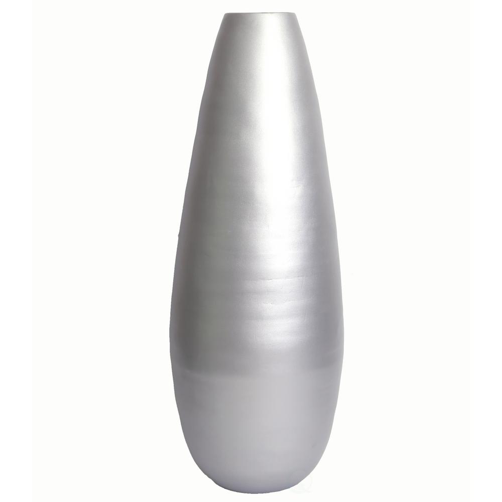 Uniquewise 31 5 In Silver Spun Bamboo Modern Tall Floor Metallic