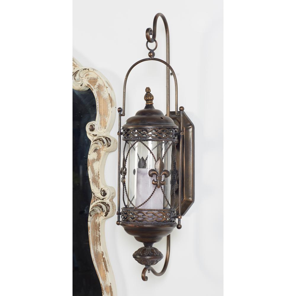 Indoor Outdoor Candle Holders Candles Home Fragrance The Fleur De Lis Brown Candle Lantern Wall Sconce