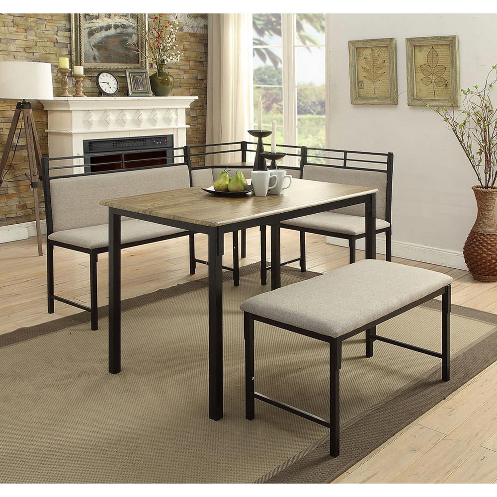 4D Concepts Boltzero 3-Piece Black and Tan Corner Dining Nook Set-159369 - The Home Depot