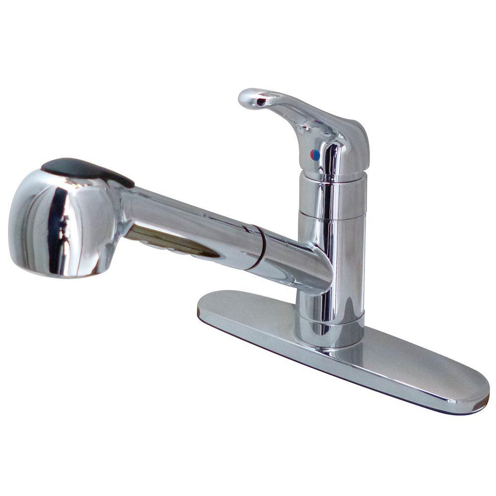 Kingston Brass SingleHandle PullOut Sprayer Kitchen Faucet in Polished ChromeHGSC881NCLSP