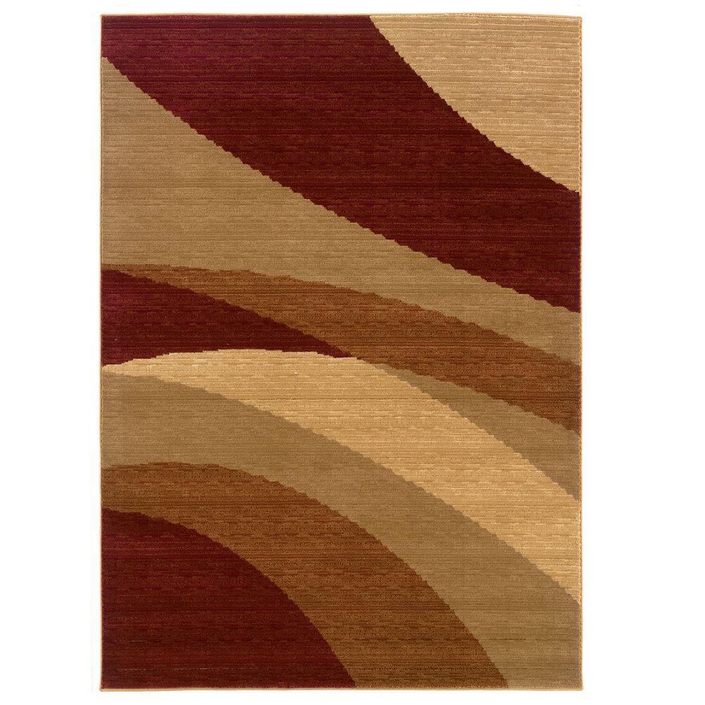 LR Resources Contemporary Cherry and Dark Yellow 7 ft. 9 in. x 9 ft. 9