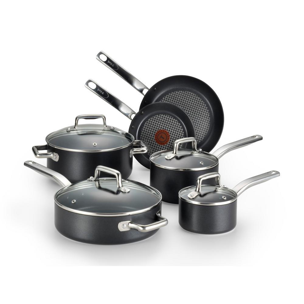 T fal Prograde 10 Piece Black Non stick Cookware Set 