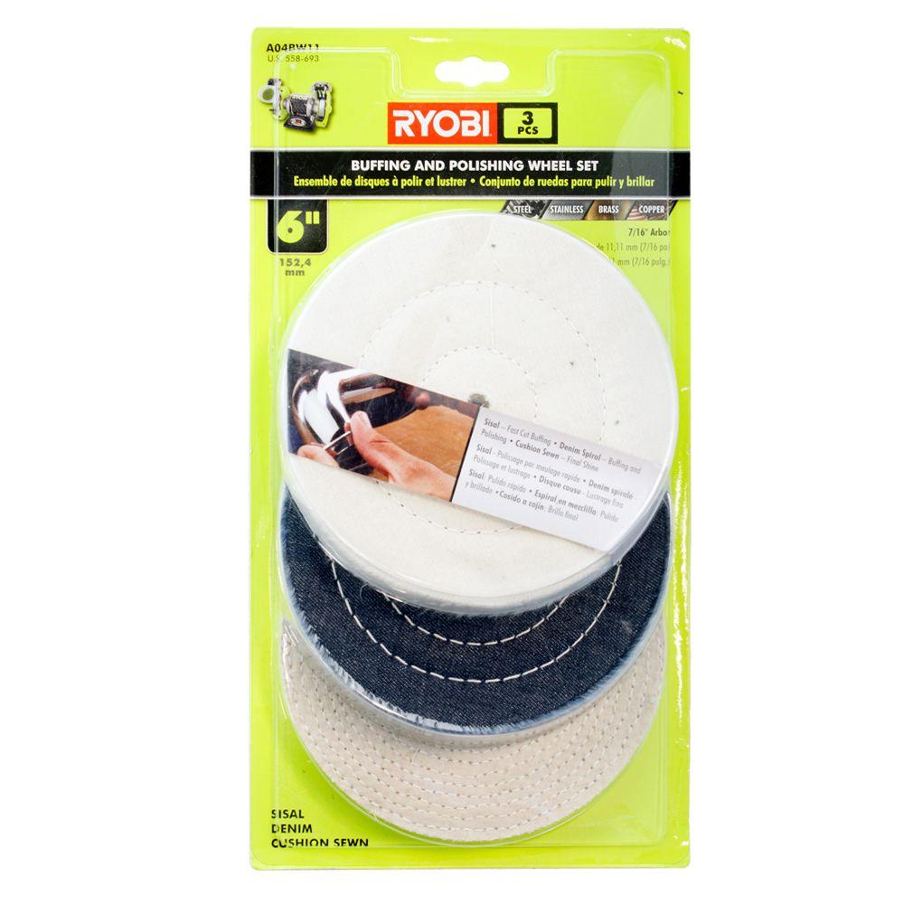 Ryobi 6 in. Buffing Wheel Set (3Piece)A04BW11 The Home Depot