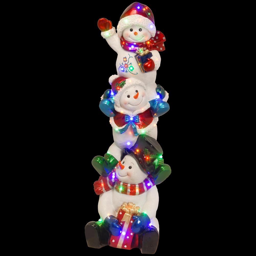 National Tree Company 61 in. PreLit Stacked Snowmen DecorationBG