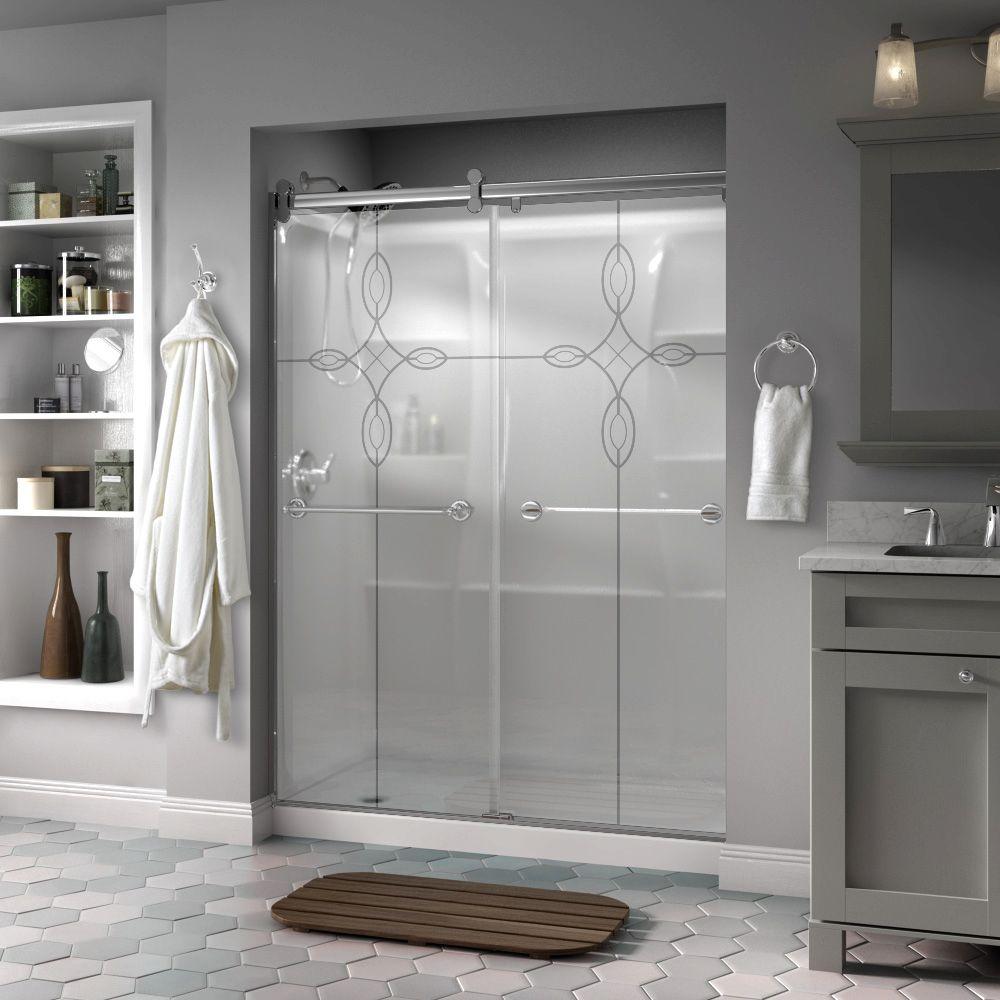 Delta Silverton 60 in. x 71 in. Semi-Frameless Contemporary Sliding ...