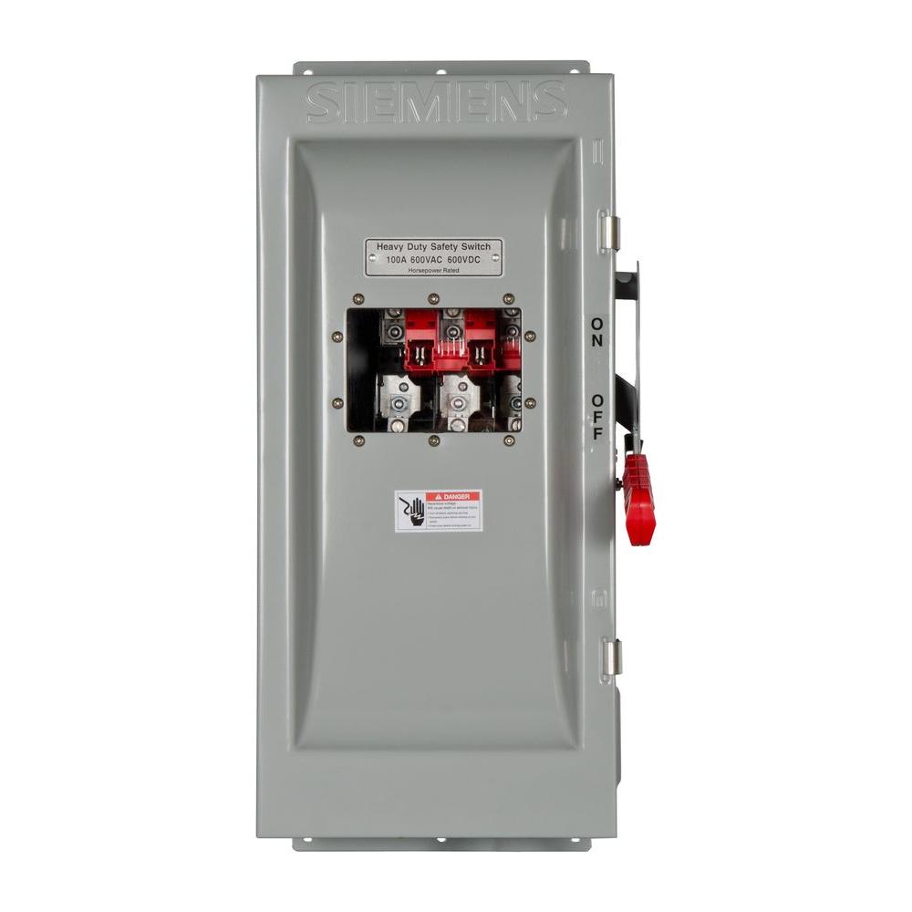Siemens Heavy Duty 100 Amp 600Volt 3Pole Type 12 NonFusible Safety