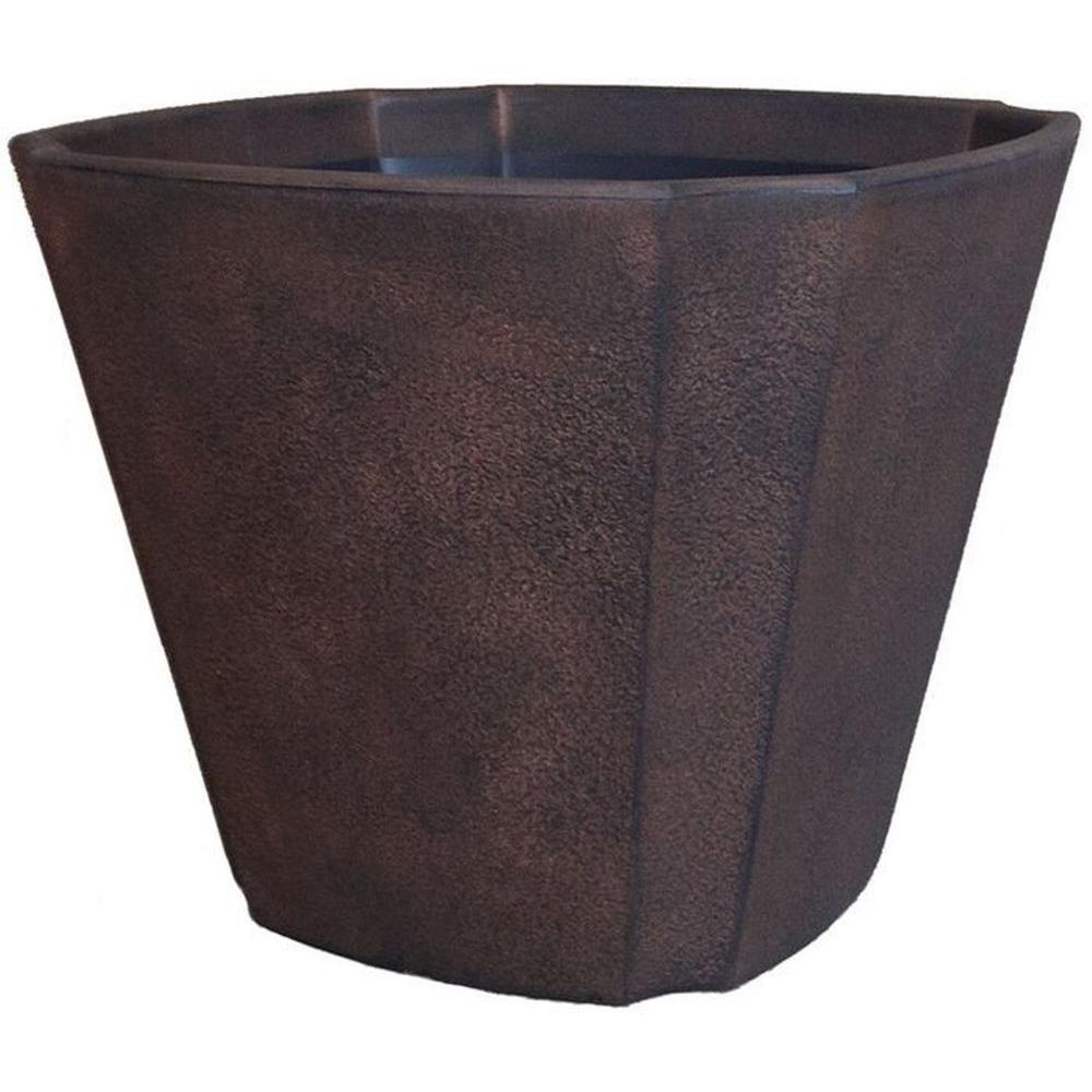 Fluted Square 16 in. Rust Plastic Pot04829 The Home Depot