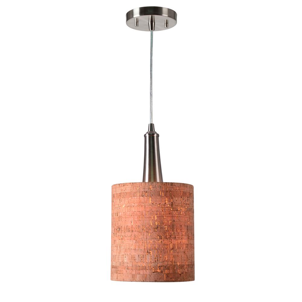 Mini Stainless Steel Pendant Lights Lighting The Home Depot Cork 1 Light Steel Pendant