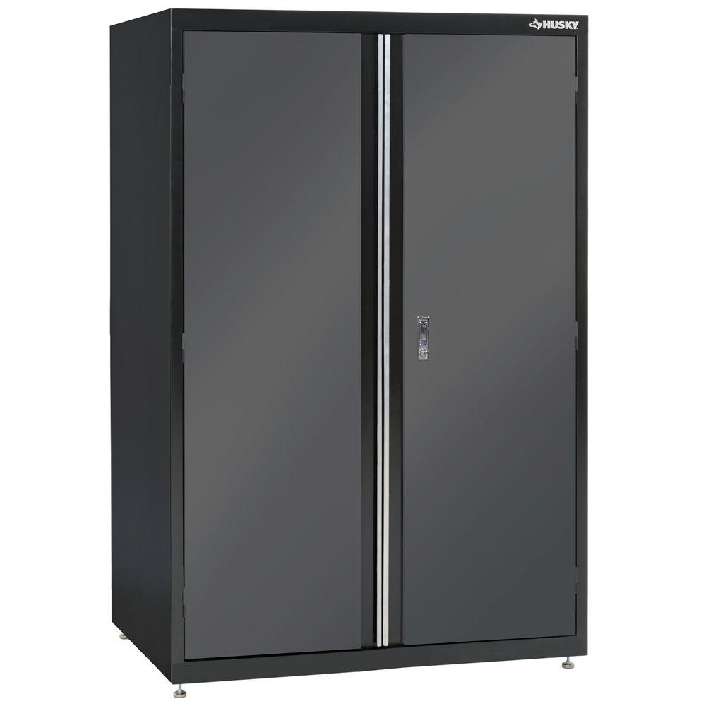 Husky Black And Gray Welded Steel Floor Cabinet 46 In W X 72 In H X 24 In D Kf3f462472 H9 The Home Depot