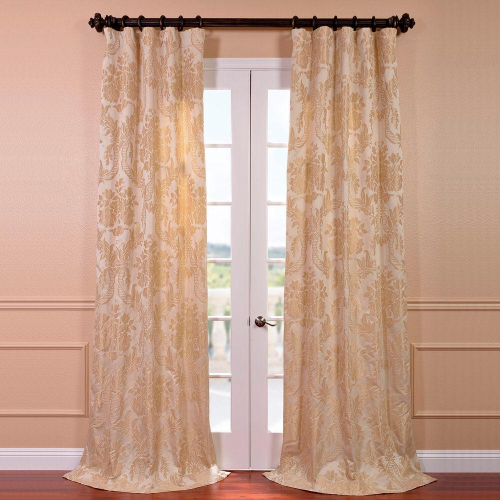 Exclusive Fabrics Furnishings Magdelena Champagne Faux Silk Magdelena Champagne Faux Silk Jacquard Curtain Panel 50 In W X 96 L