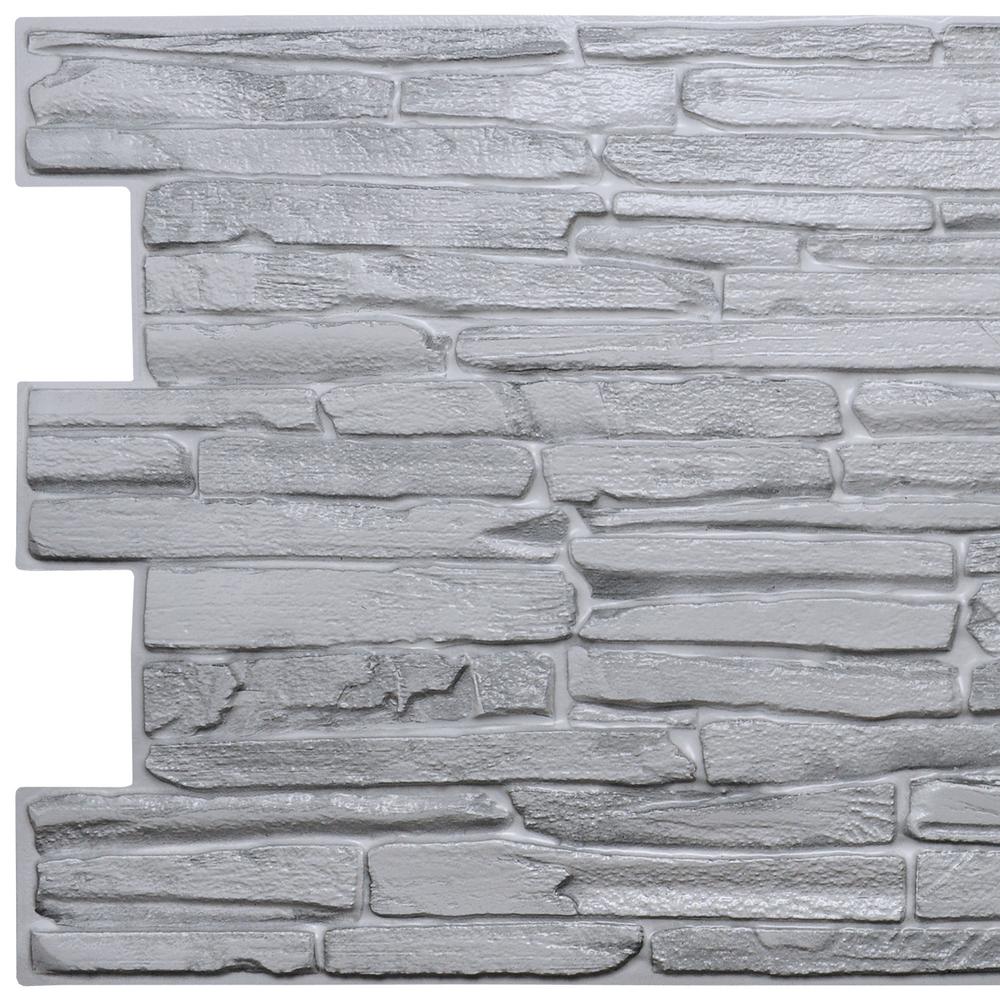 3D Falkirk Retro 10/1000 in. x 39 in. x 20 in. Grey Faux Flagstone PVC