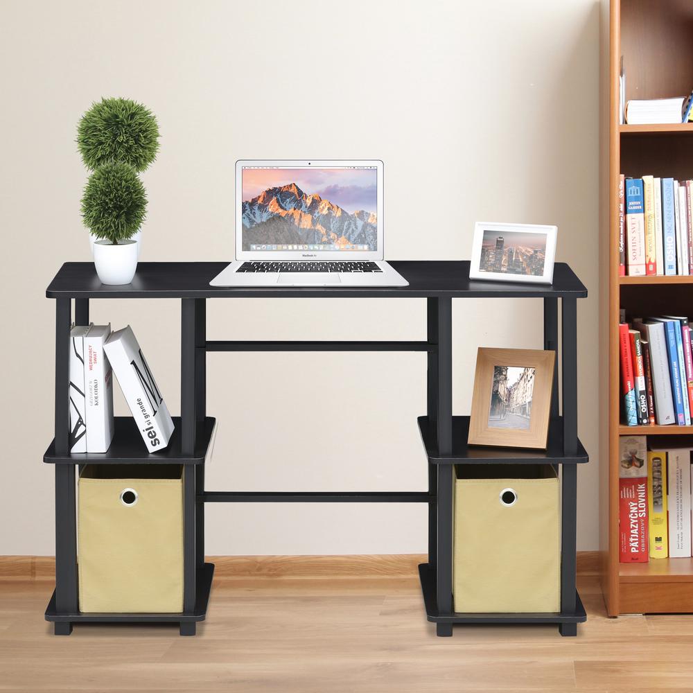 Furinno Turn N Espresso Black Computer Desk With Furinno Turn N Espresso Black Computer Desk With Storage Bins