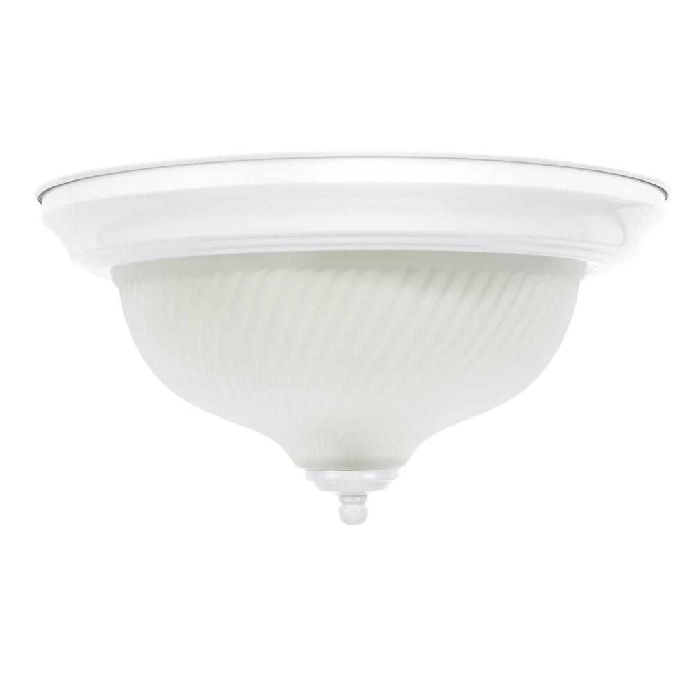 White Flush Mount Lights Lighting The Home Depot 2 Light White Flushmount With Frosted Swirl Gl Shade