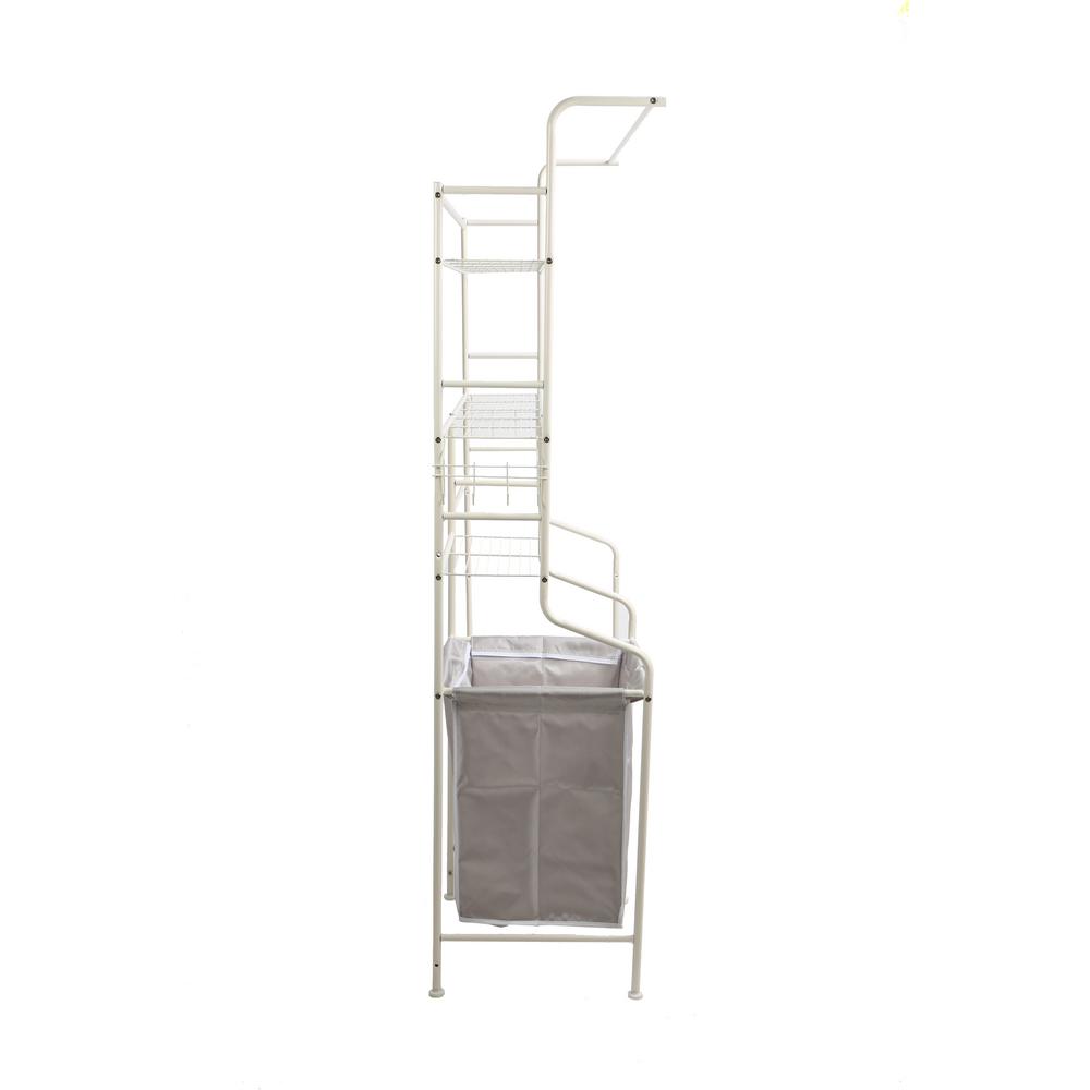 Mind Reader White Metal Laundry Shelf/Rack with Laundry Basket by Mind Reader