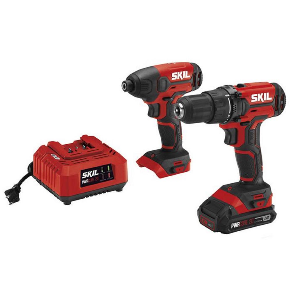 Skil PWRCORE 20-Volt Lithium Cordless 2-Tool Combo Kit With Drill ...