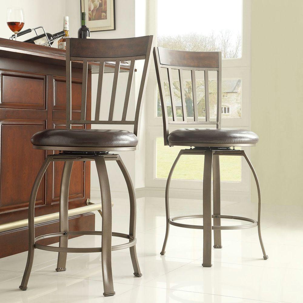 HomeSullivan Evans 24 in. Bronzed Pewter Swivel Cushioned Bar Stool ...